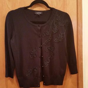 3/4 Sleeve Black Cardigan Size Small Petite EUC